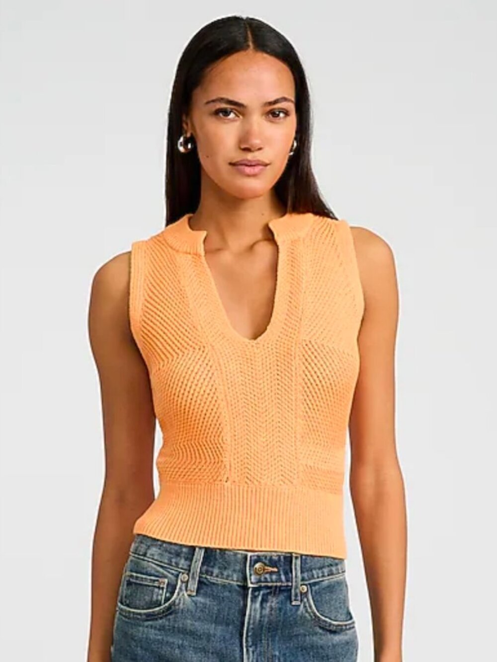 NWT Express Cotton Textured Notch Crew Neck Sweater Tank (XL)